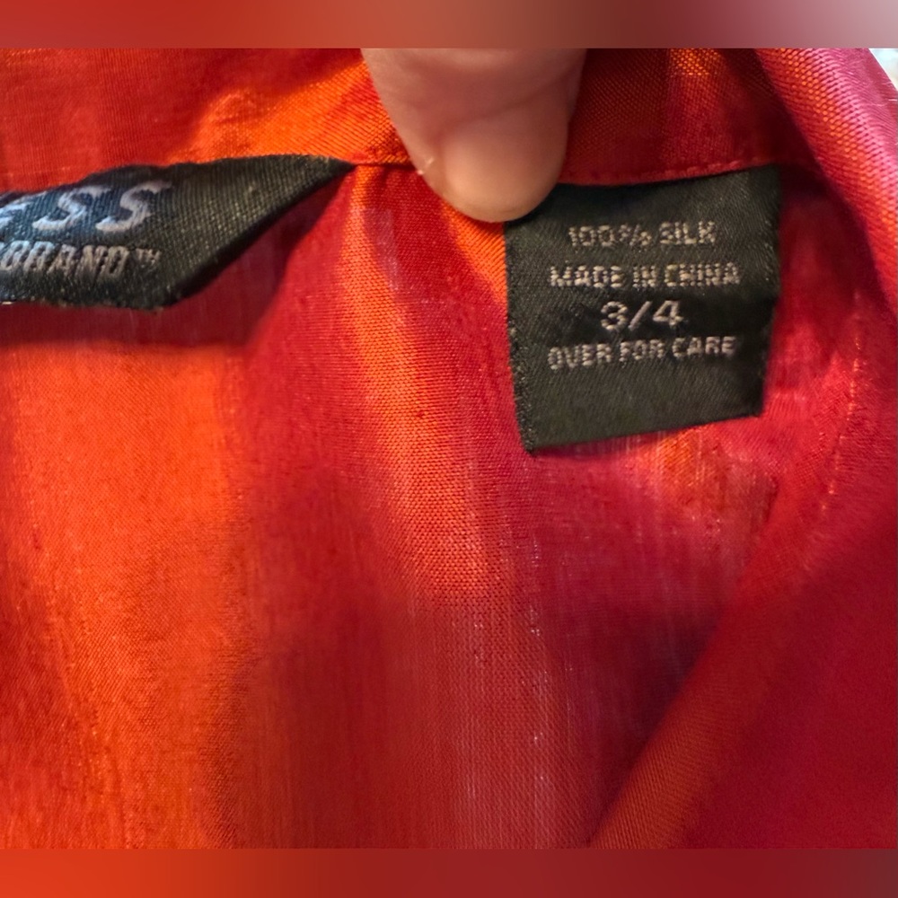 Vtg Express 100% Silk Button Up Shirt Sz 3/4 Red/Orange
Shiny Long Sleeve 90’s - Picture 9 of 11